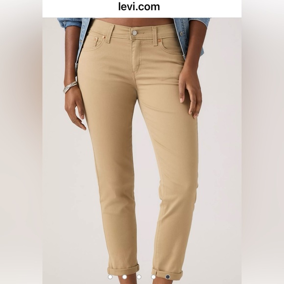 Levi’s Mid Rise Boyfriend Jean in Unbasic Khaki Twill Camel Tan Size 31 NWOT - Picture 1 of 5